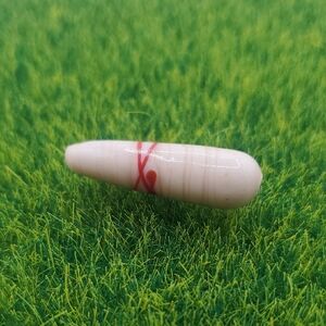 Red Ribbon Wrapped Flute Bead Antique P309